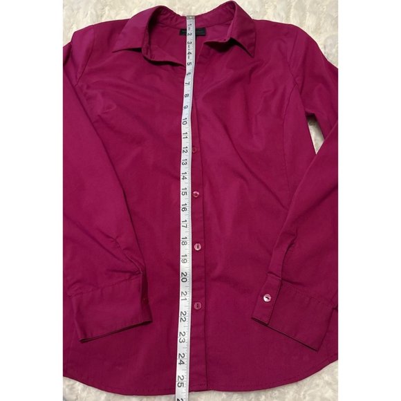 Worthington Brand V-Neck Blouse Burgundy Color Cotton Poly Blend Women's Size 4 - Picture 9 of 15